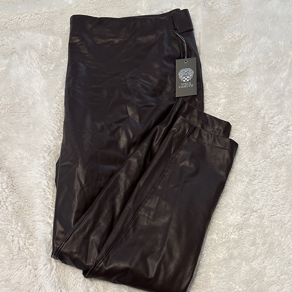 Vince Camuto Dark Brown Faux Leather Pants